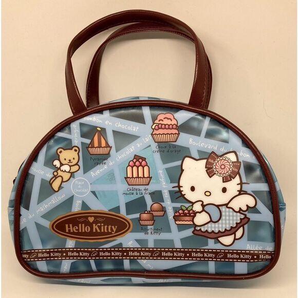 Hello Kitty 2003 by Sanrio Angel Cafe Paris Blue Brown Clear Mini Bag Ra… - Picture 10 of 11